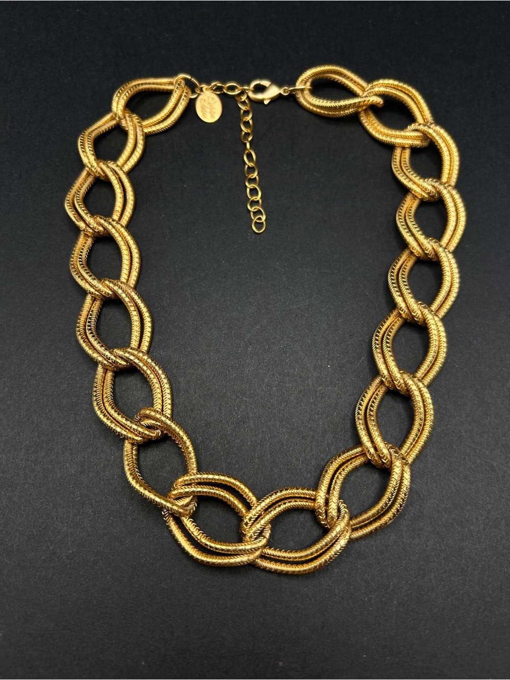 Susan Shaw Double Gold Link Chain Choker Collar Necklace USA
